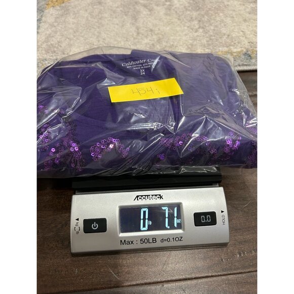 Coldwater Creek NWT Purple Sequin Embellished Short Sleeve Ruched Top Sz 3X - Picture 12 of 12